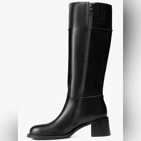 Knee High Boots Women Round Toe Chunky Block Heeled Boots Side Zipper - Picture 2 of 10